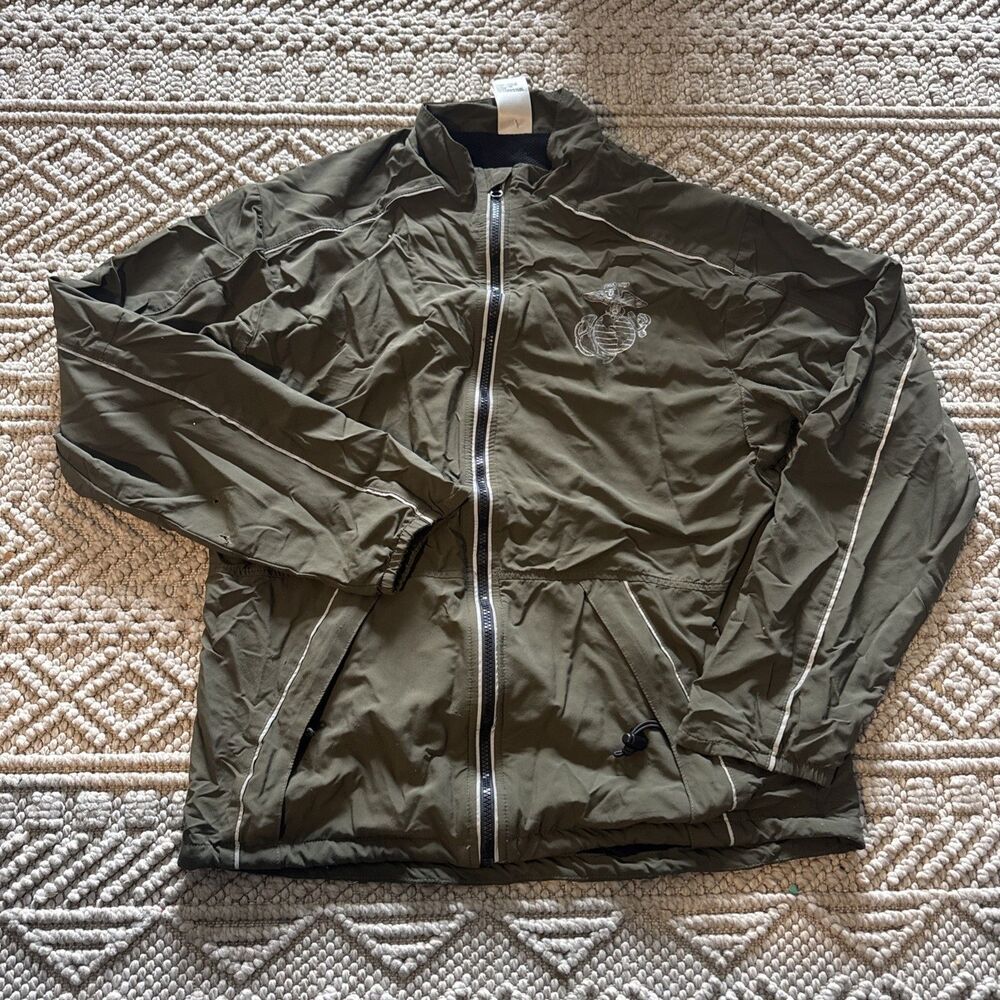 New Balance USMC Marines Olive Green Full Zip Windbreaker Running Jacket Men’s M